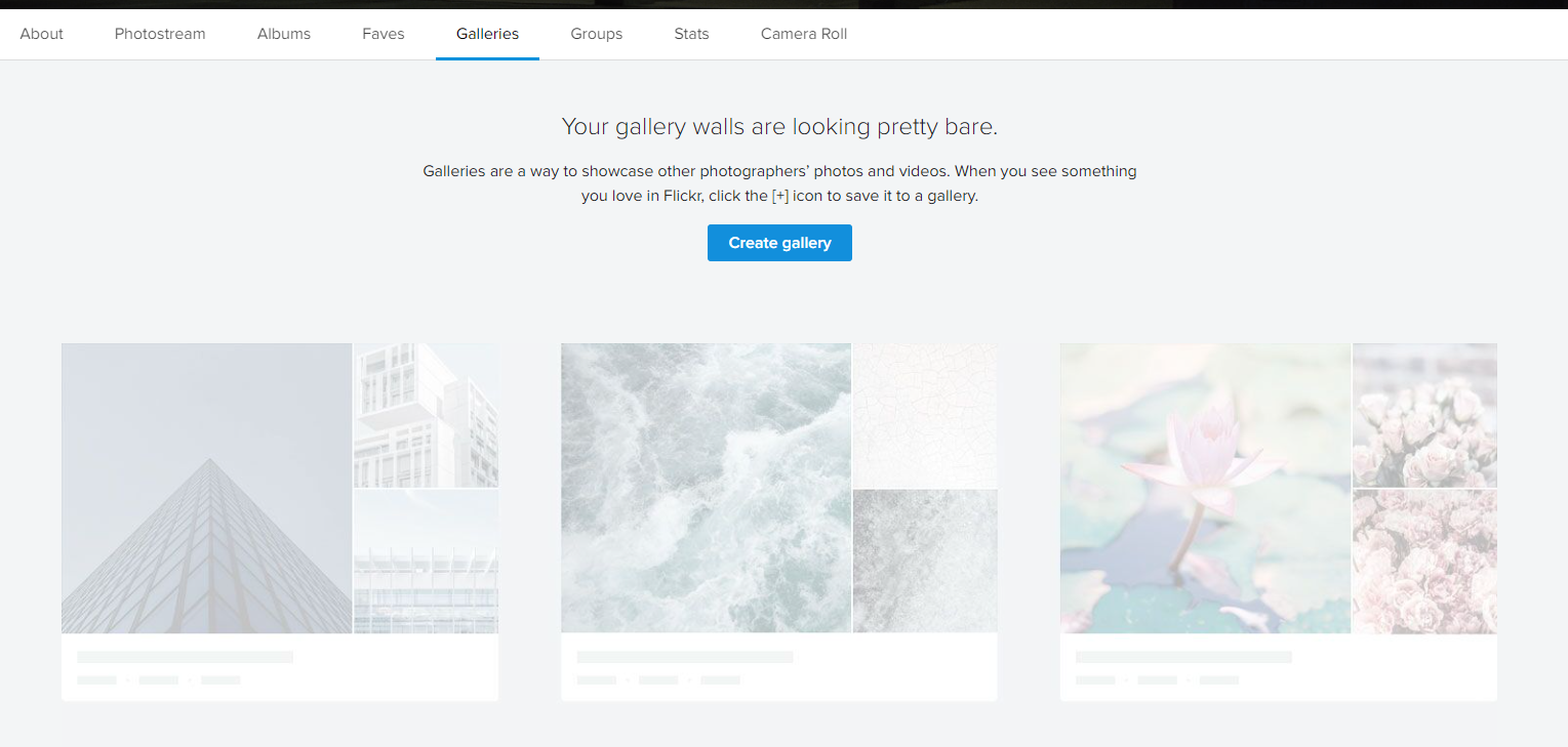 Flickr galleries system which allows photographers to upload their galleries